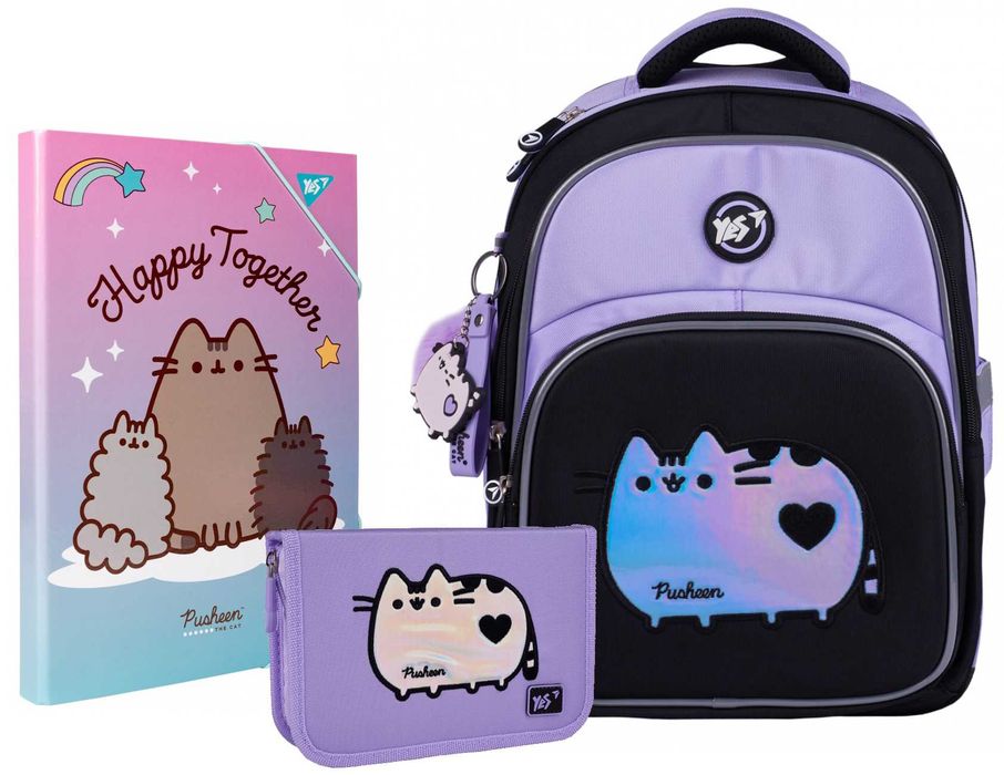 Рюкзак шкільний, пенал, папка для праці A4, YES Pusheen зріст 130-145