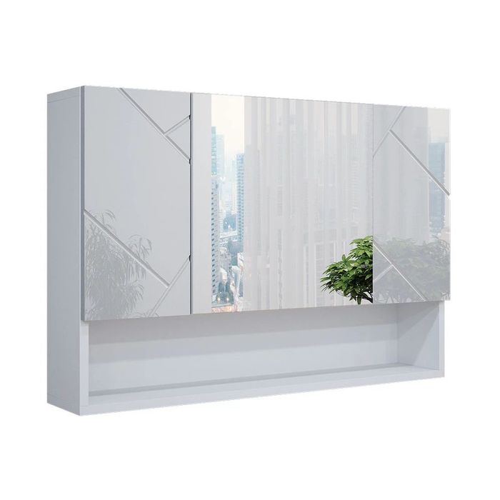Szafka z lustrem Vicco Irma 80 × 55 cm – biały wysoki połysk