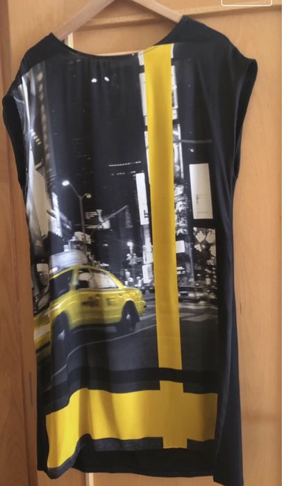 Vestido Promod amarelo e preto; Tamanho único
