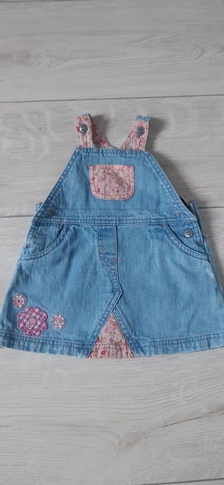 Sukienka jeansowa NEXT + dwie bluzeczki, rozmiar 62, 0-3 miesięcy