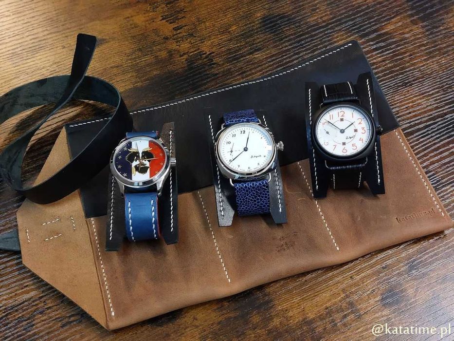 ETUI podróżne roller bag na 3 zegarki naturalna skóra IDEALNY PREZENT