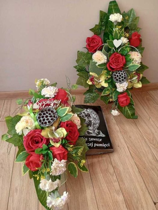 KWIATY na grób KSIĘGA kompozycja na cmentarz KOMPLET