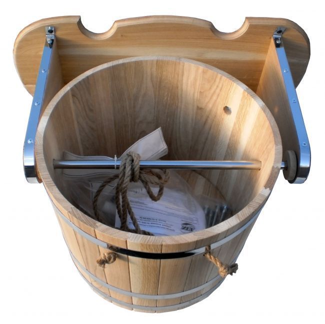 Ведро-водопад для бани из дуба и ясеня