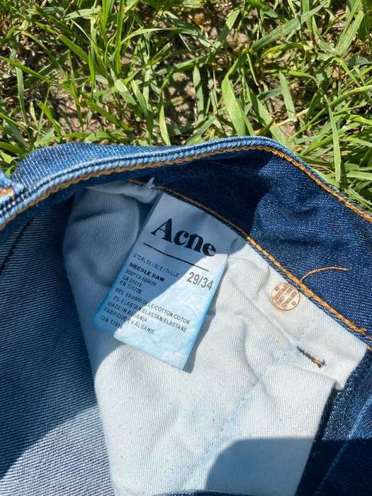 Spodnie damskie jeansy Acne 29x34 jeans navy granatowy style woman