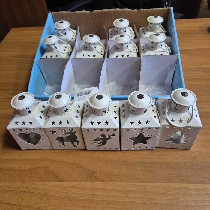 zestaw lampion świecznik święta 12 sztuk biały nowe