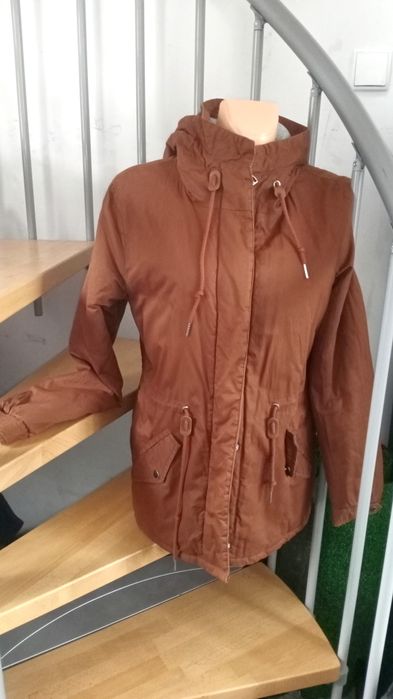 Kurtka przejściowa parka płaszczyk brązowy kaptur wiosenna
