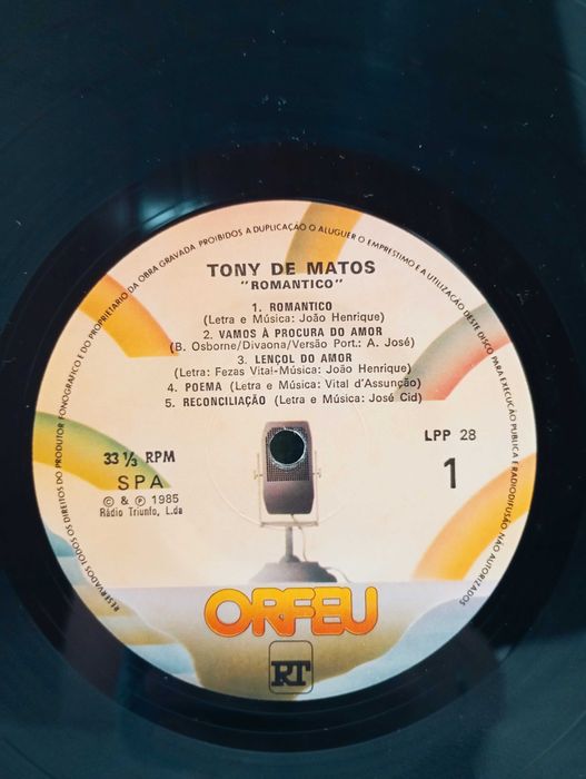 Tony de Matos  AUTOGRAFADO Disco de Vinil