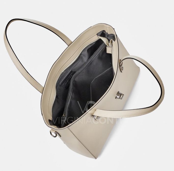 Сумка деловая кожаная Шкіряна сумка жіноча світла Кремова сумка Пудра