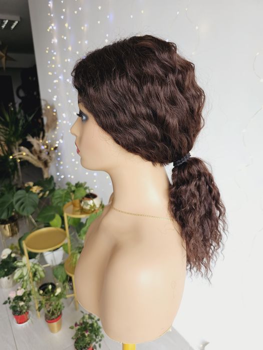 Peruka afroloki loki kasztanowy brąz Krysia naturalna fryzura