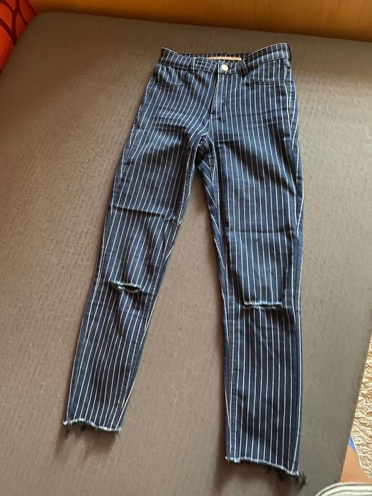 Zara spodnie granatowe rurki 36