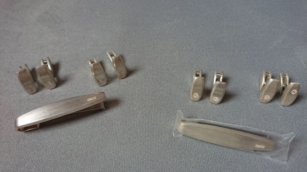 BMW oryginalne spinki do mankietów i krawata srebro próby 925