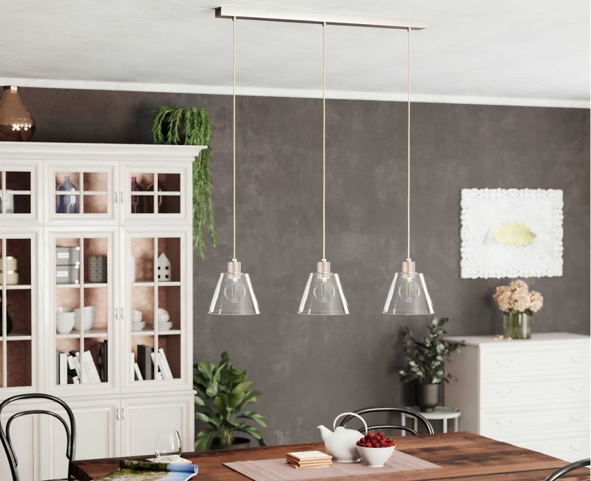 Lampa Wisząca Potrójna 3xE27 Różowe Złoto, Glamour Loft EGLO Copley 43632