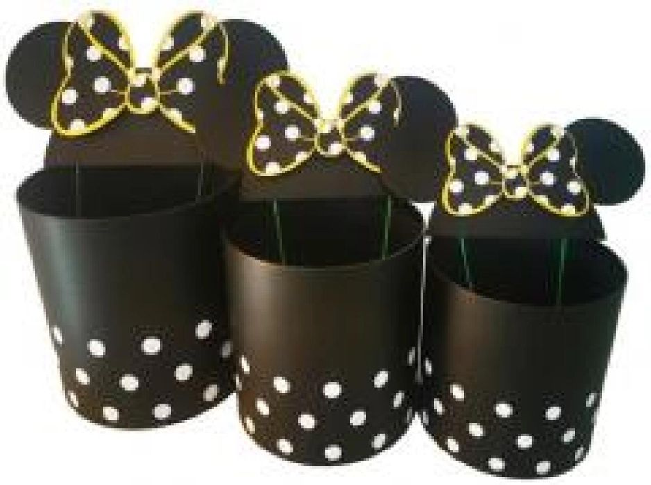Pudełko Flower Box 3szt okrągłe Micky czarne