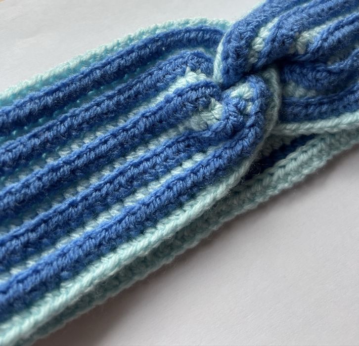 Ręcznie robiona opaska na głowę  | Handmade | Niebieska opaska Twist