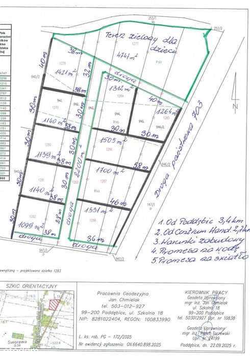 Zespół 10 (dziesięć) działek budowlanych pod Poddębicami
