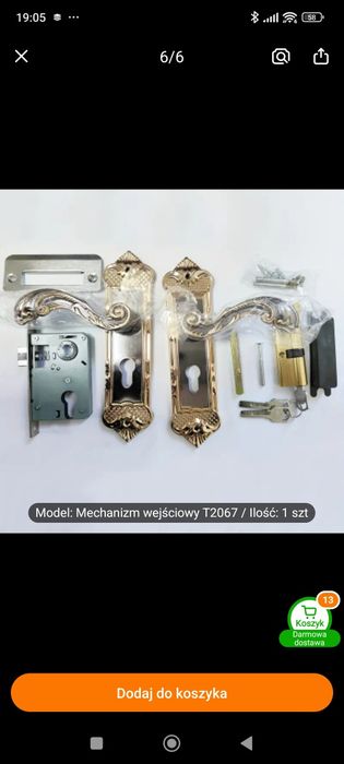 Elegancki zamek mechaniczny drzwiowy w stylu retro