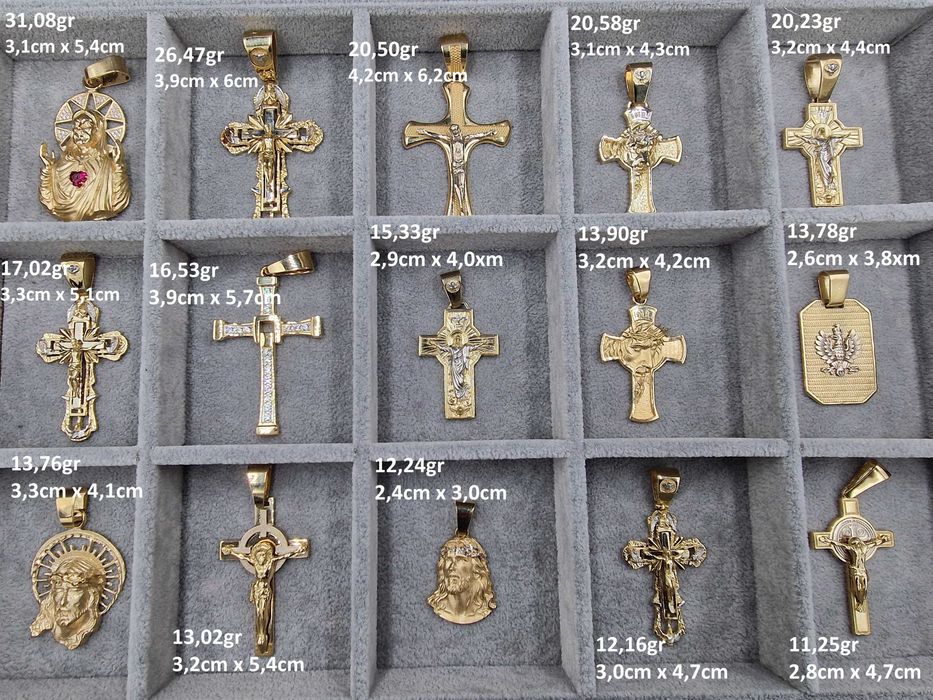 Krzyż 7,31gr złoto próby 585