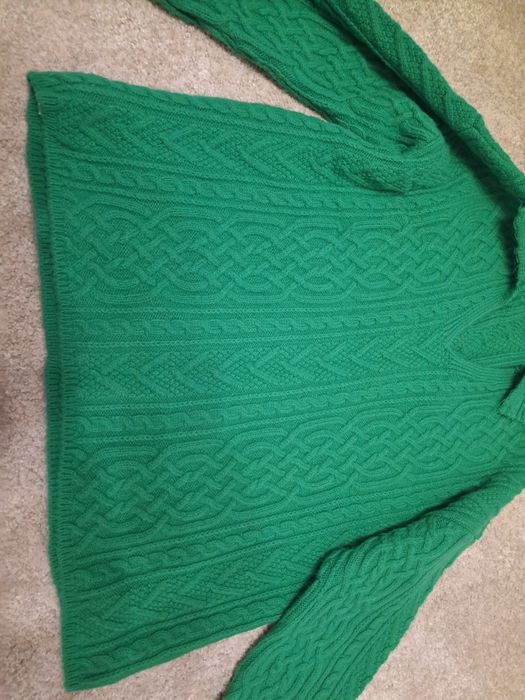Sweter Mango zielony oversize warkocze rozmiar S