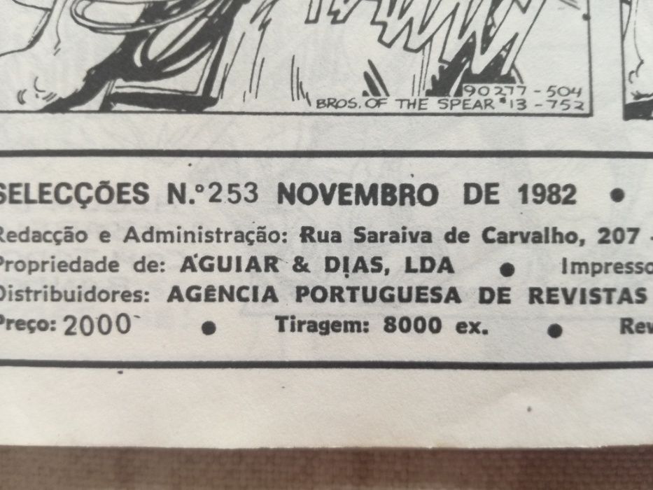 Livro Selecções - Irmãos da Lança 1982