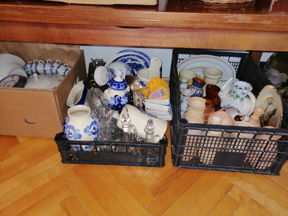 Bibeloty figurki kryształy mosiądze PRL