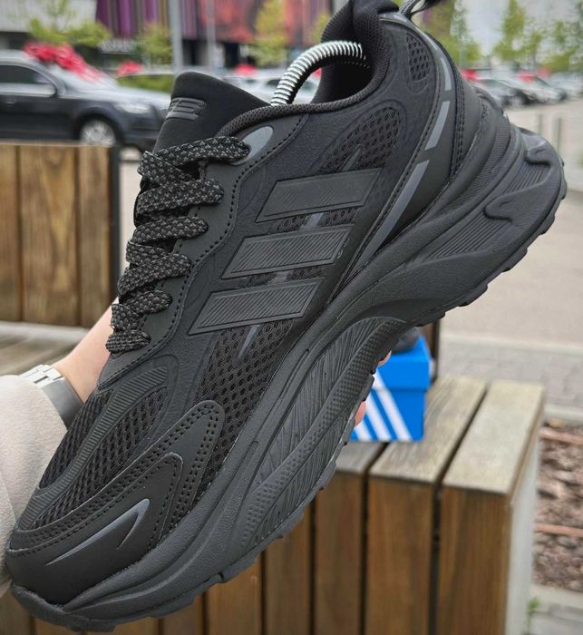 Мужские кроссовки Adidas черные сетка Адидас