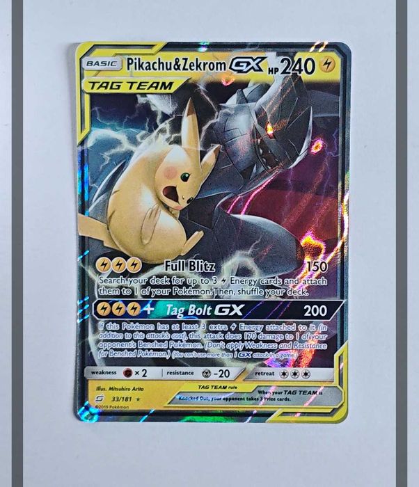 Pikachu & Zekrom Gx 33/181 TEU Pokemon ENG-NM