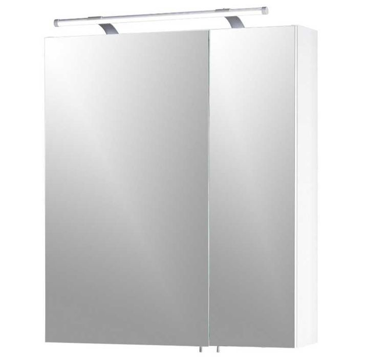 Szafka Łazienkowa Lustrem LED Gniazdko 60x75 BIAŁY POŁYSK Schildmeyer