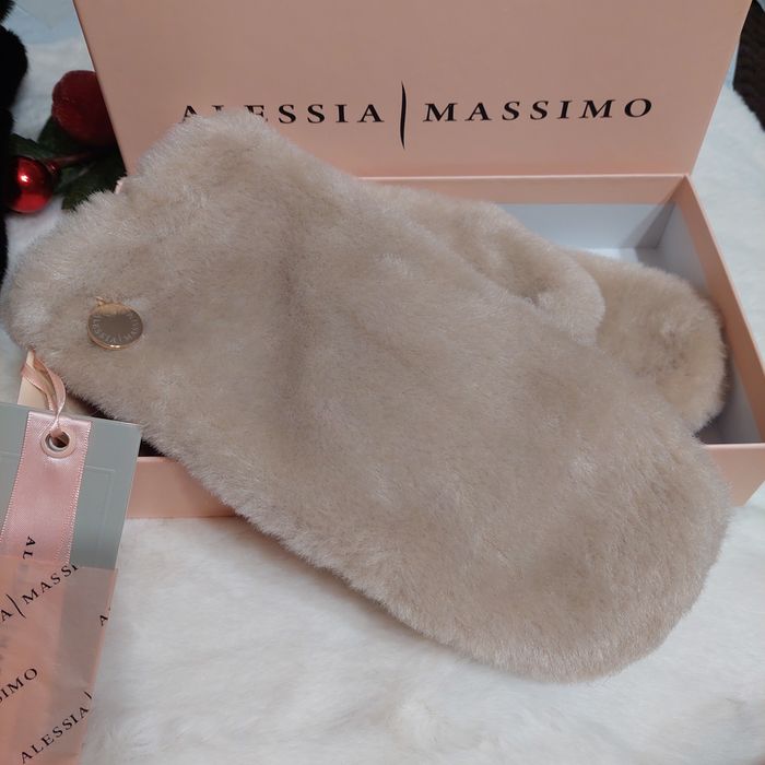 Rękawice Premium puchate AlessiaMassimo kolor beż