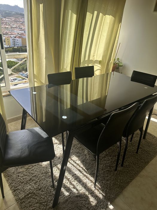 Mesa vidro preta
