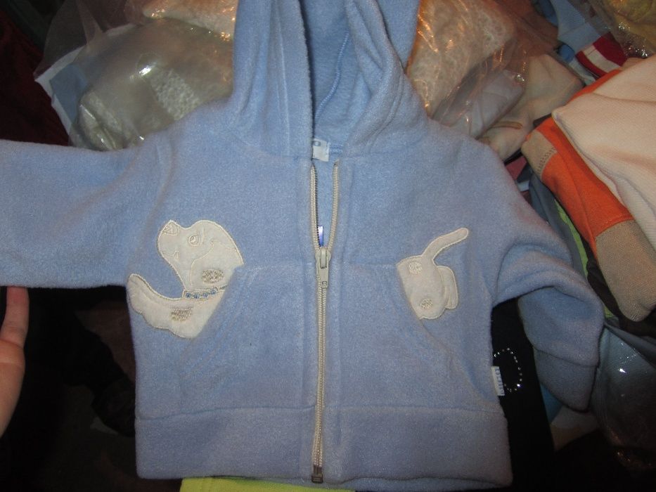 Casaco de criança cardado com cão - beje 6 Meses ou azul 3 Meses Nico