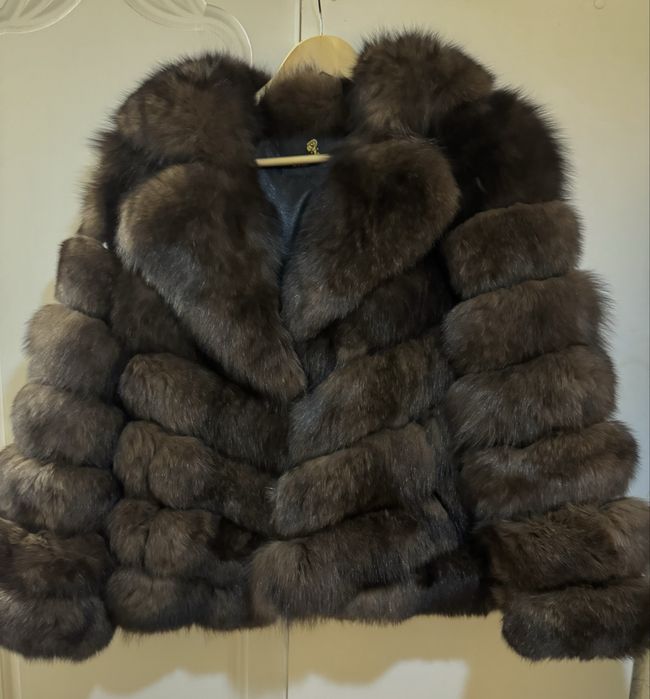 Шуба Песец Автоледи женская зимняя теплая шуба на зиму черная куница