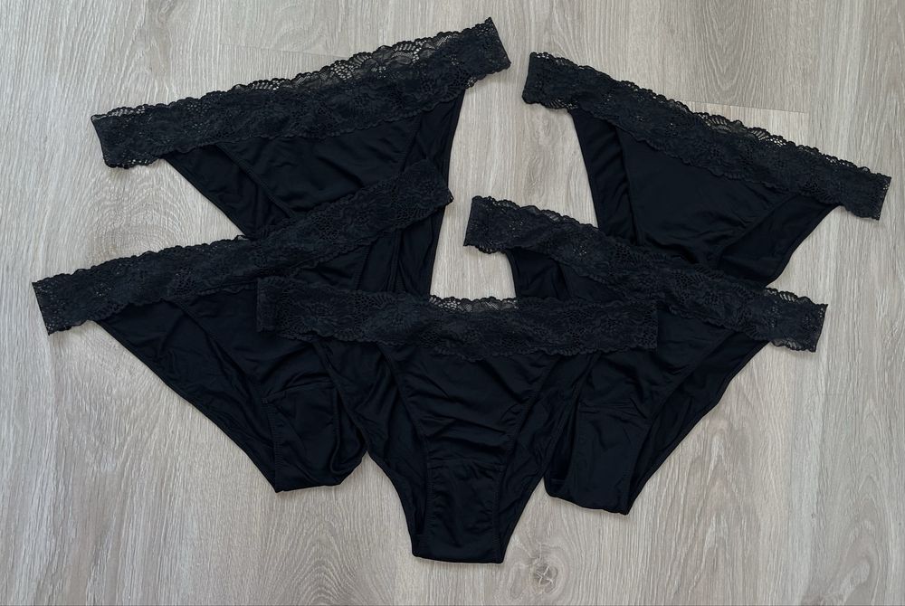 H&m 5-pak czarne majtki z koronką rozm M