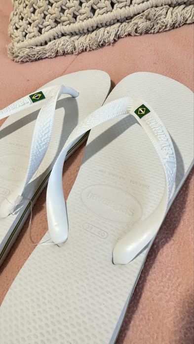 Havaianas Branca com Bandeira do Brasil – Original | Nova