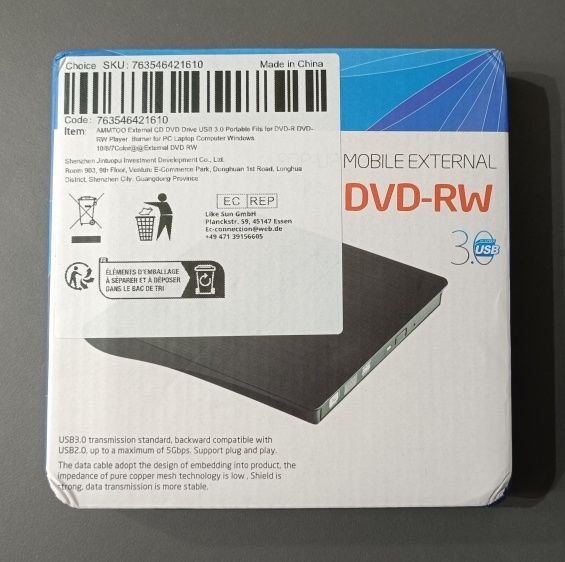 Внешний привод SD, DVD-RW, зовнішній дисковод USB 3.0, проигрыватель