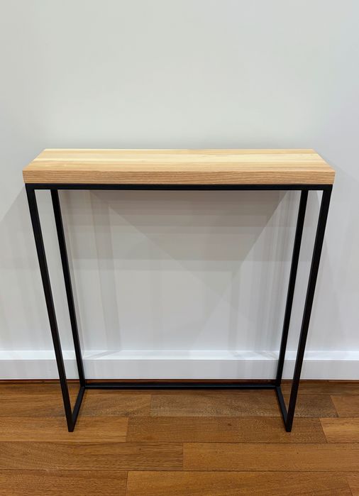 Konsolka jesionowa z metalowymi nogami 68x18 LOFT RUSTIC