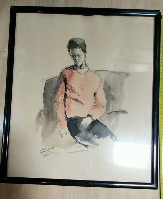 Desenho em aguarela Carlos Carneiro