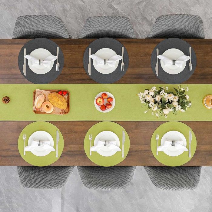 Podkładki stołowe Banchif 38 cm okrągłe 8 szt. zielono-szare