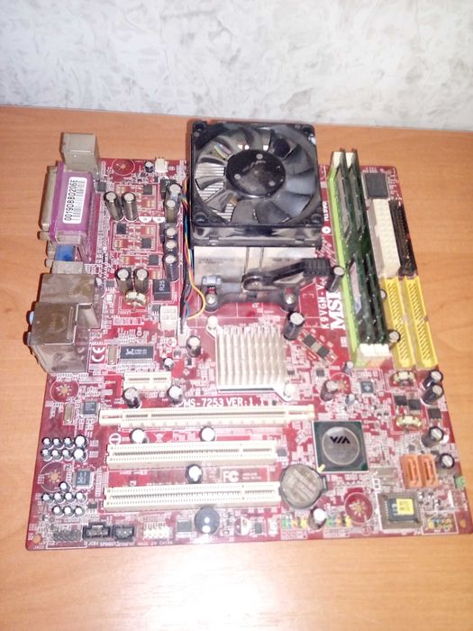 Комплект материнская плата процессор 2 ядра 3-4Гб ОЗУ