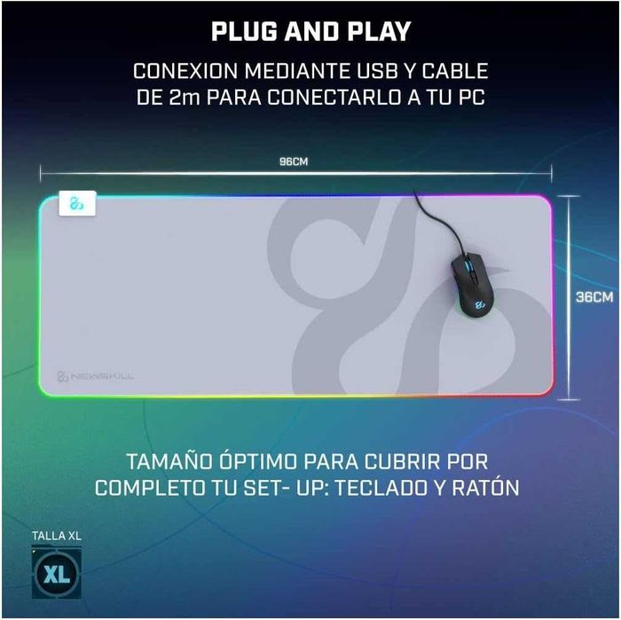 Newskill Nemesis V2 Ivory Podkładka pod mysz dla graczy LED 96 x 36cm