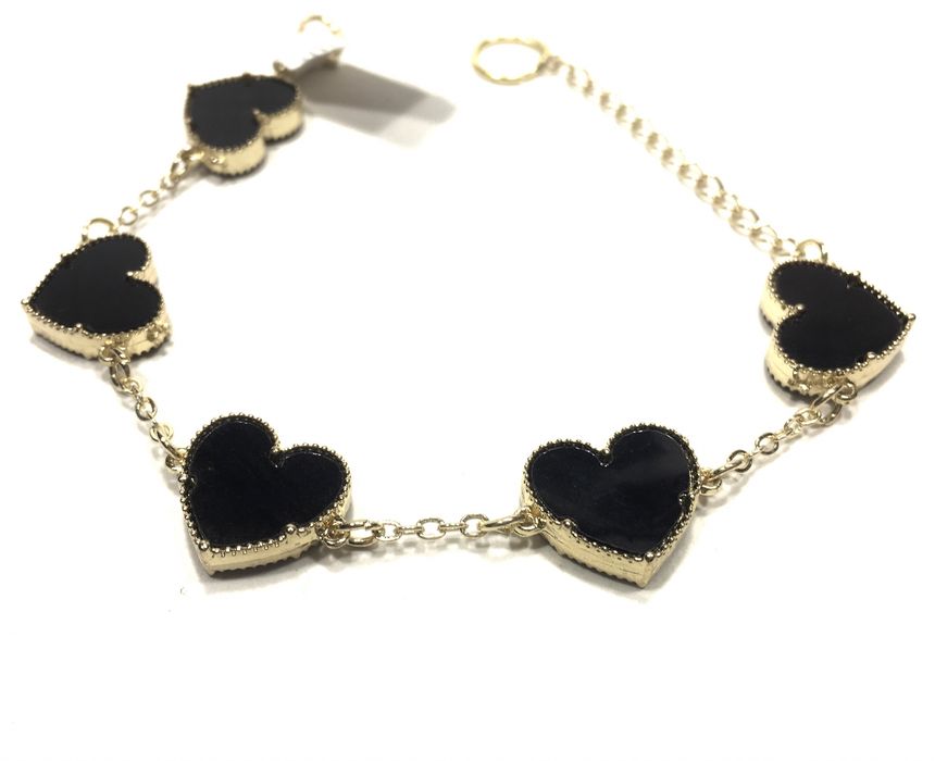 Złota, damska bransoleta Serduszka•pozłacana 585•bita próba