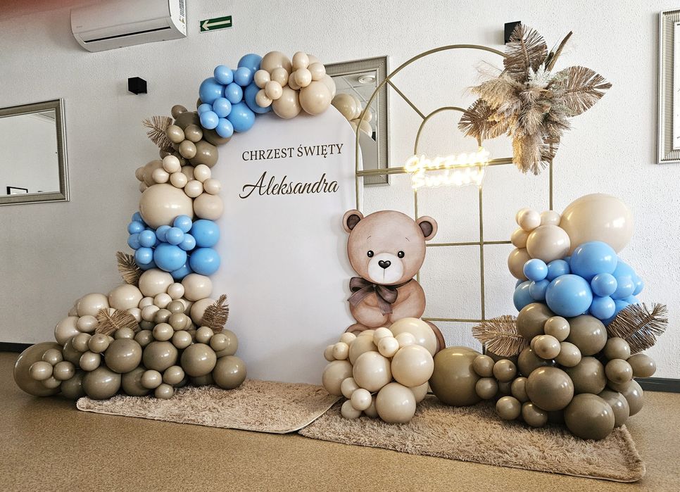 Ścianka balonowa urodziny, roczek, chrzest girlanda balonowa, tło