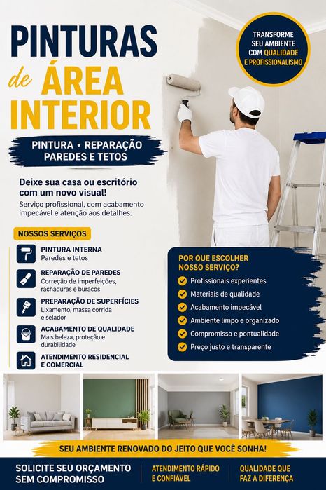 Pintura e reparação de paredes e tetos