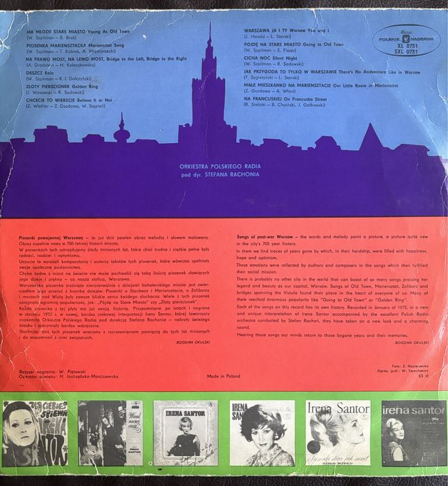Płyta winylowa  Moja Warszawa Ireny Santor 1972