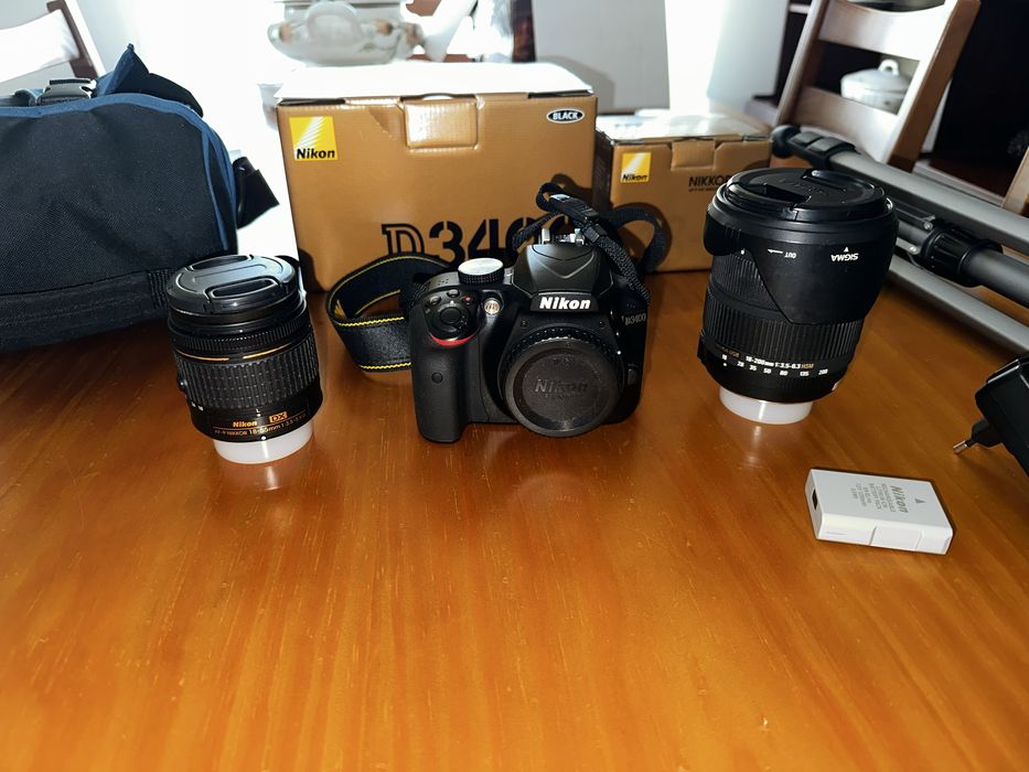 Nikon D3400 + 2 Lentes (18-55 e 18-200) + Tripé + Mala | Kit Completo