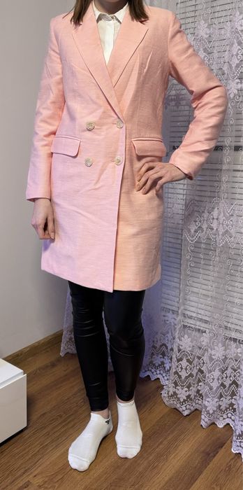 Płaszcz pudrowy róż s/m 36/38