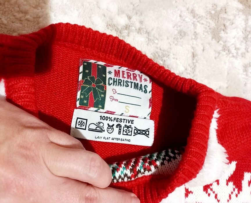 Червоний різдвяний светр з візерунком новорічний світер кофта Cedarwoo