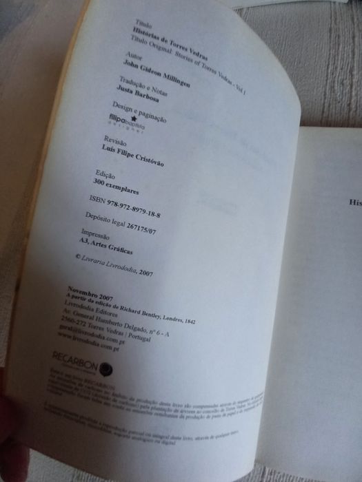 Livro antigo sobre Torres Vedras John Gideon Millingen