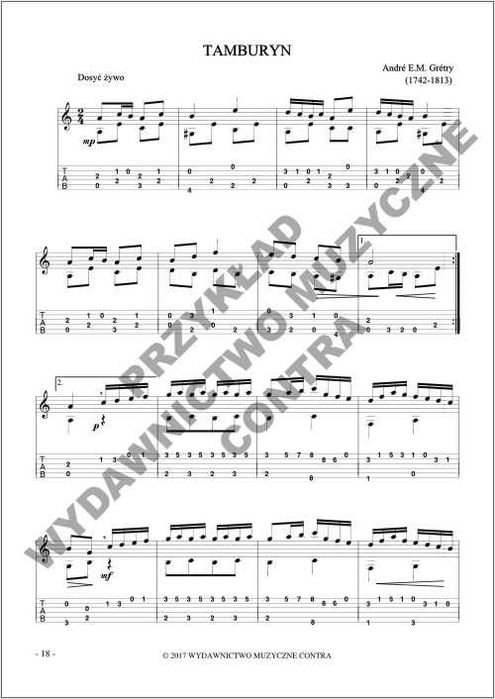 Łatwy Klasycyzm na gitarę fingerpicking (nuty + tabulatury)