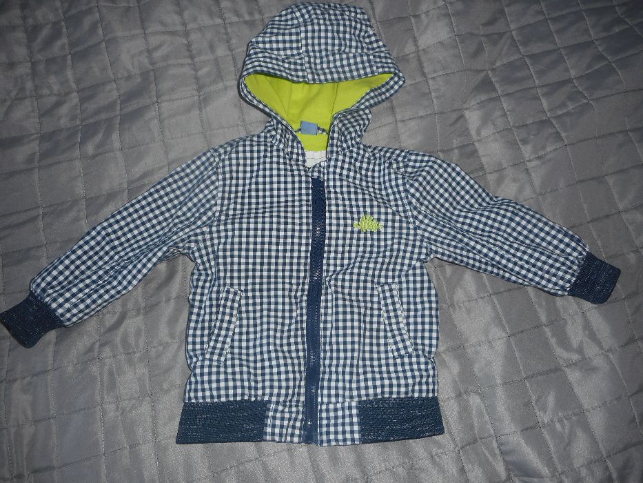 Kurtka przejściowa wiosenna kratka granatowo-biała 80 9-12 m-cy