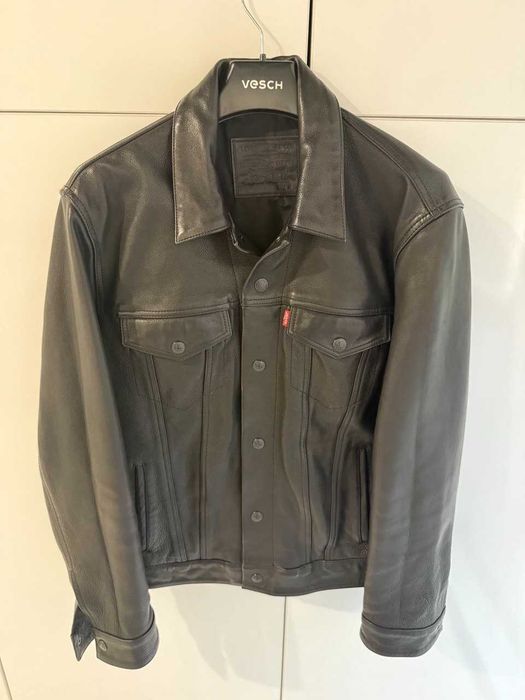Шкіряна куртка Levi’s Leather Type III Trucker Jacket, розмір M, чорна